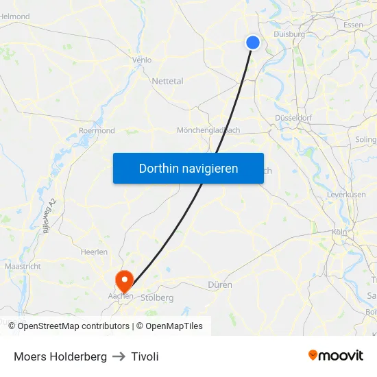 Moers Holderberg to Tivoli map