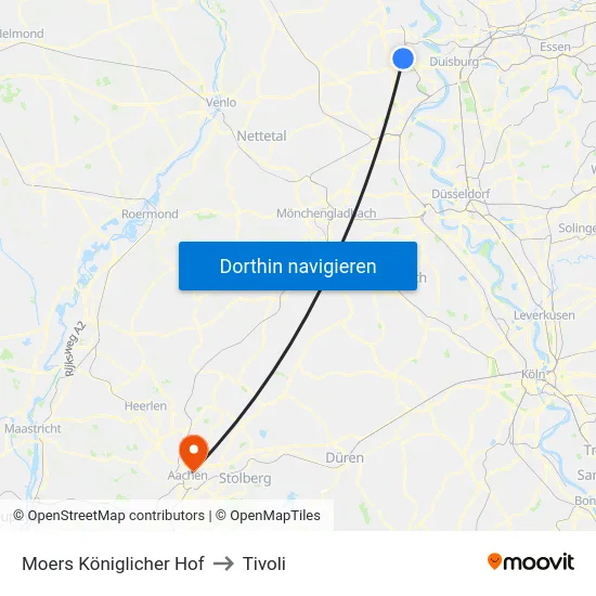 Moers Königlicher Hof to Tivoli map