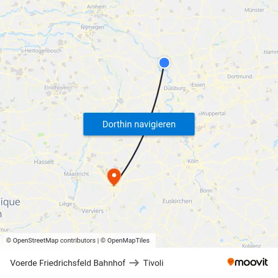 Voerde Friedrichsfeld Bahnhof to Tivoli map