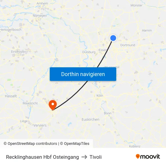 Recklinghausen Hbf Osteingang to Tivoli map
