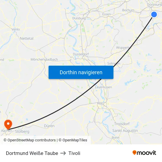Dortmund Weiße Taube to Tivoli map
