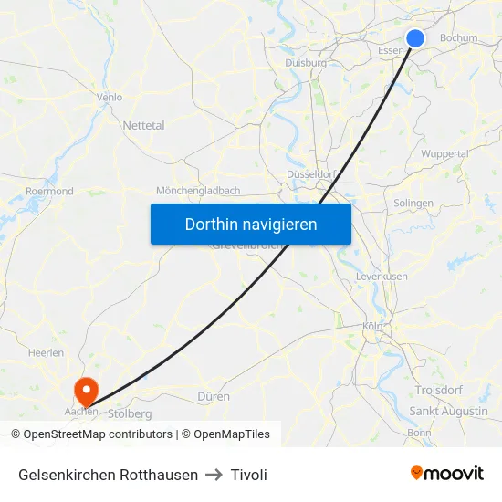 Gelsenkirchen Rotthausen to Tivoli map