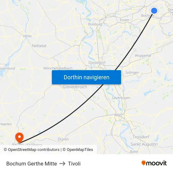 Bochum Gerthe Mitte to Tivoli map