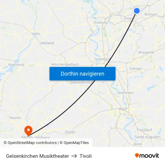 Gelsenkirchen Musiktheater to Tivoli map