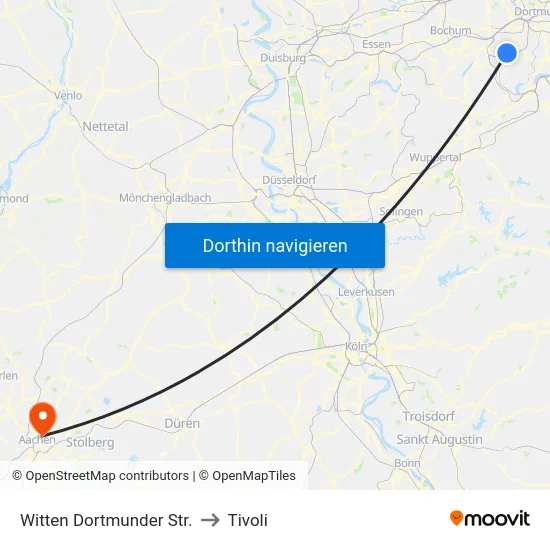 Witten Dortmunder Str. to Tivoli map