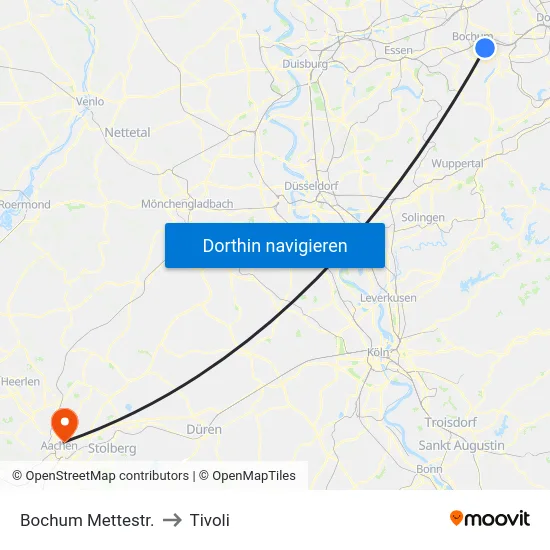Bochum Mettestr. to Tivoli map