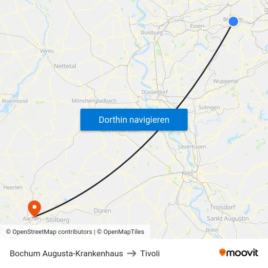 Bochum Augusta-Krankenhaus to Tivoli map