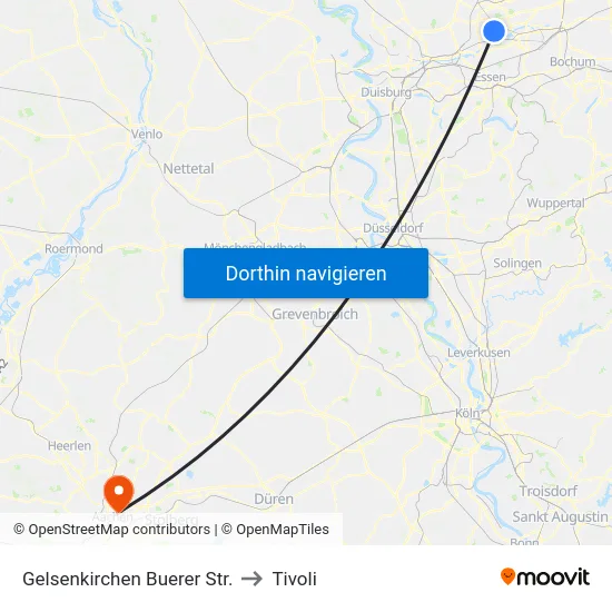Gelsenkirchen Buerer Str. to Tivoli map