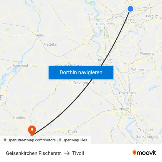 Gelsenkirchen Fischerstr. to Tivoli map