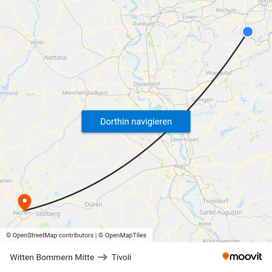 Witten Bommern Mitte to Tivoli map