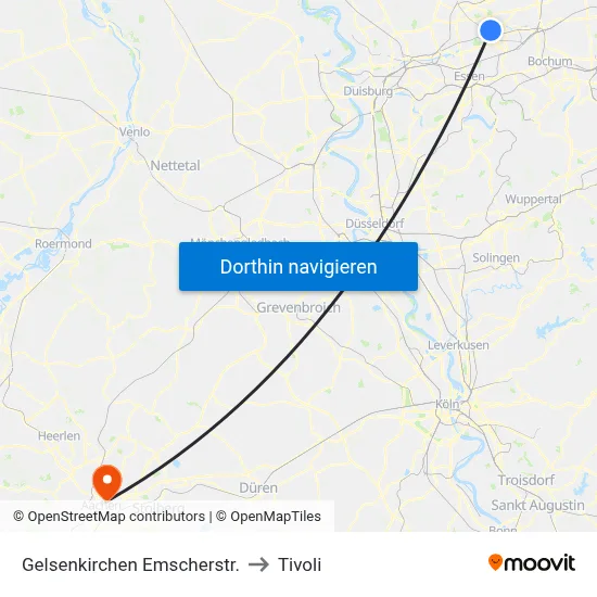 Gelsenkirchen Emscherstr. to Tivoli map