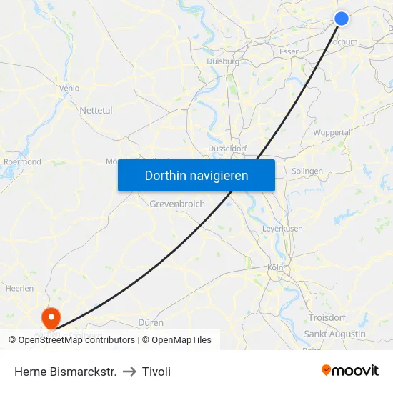 Herne Bismarckstr. to Tivoli map