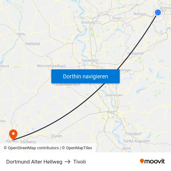 Dortmund Alter Hellweg to Tivoli map