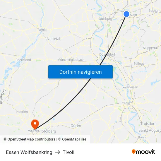 Essen Wolfsbankring to Tivoli map
