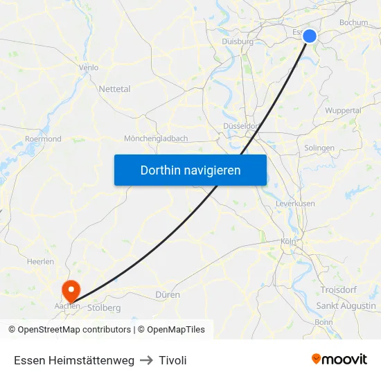 Essen Heimstättenweg to Tivoli map