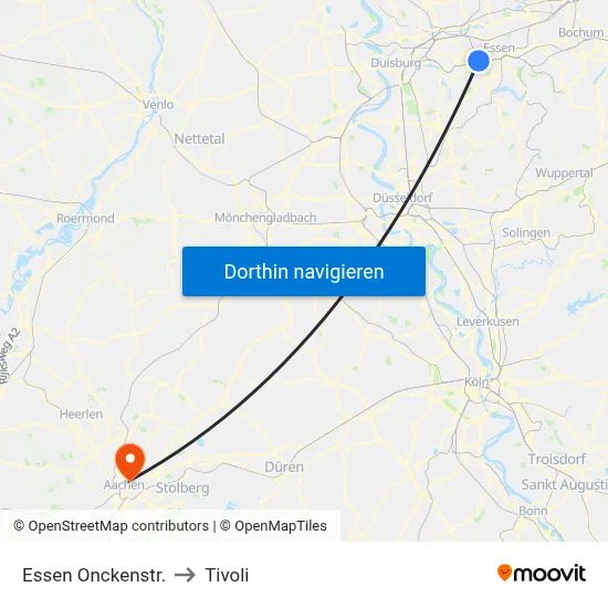 Essen Onckenstr. to Tivoli map
