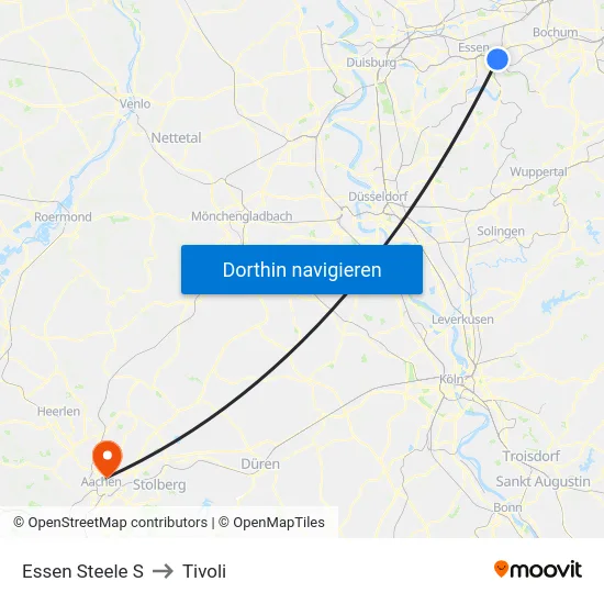 Essen Steele S to Tivoli map