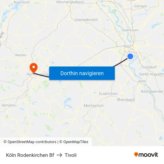 Köln Rodenkirchen Bf to Tivoli map