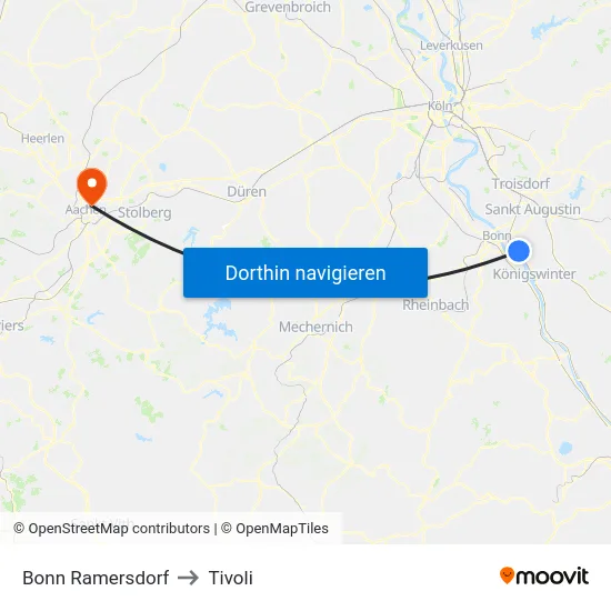 Bonn Ramersdorf to Tivoli map