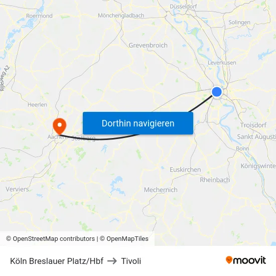 Köln Breslauer Platz/Hbf to Tivoli map