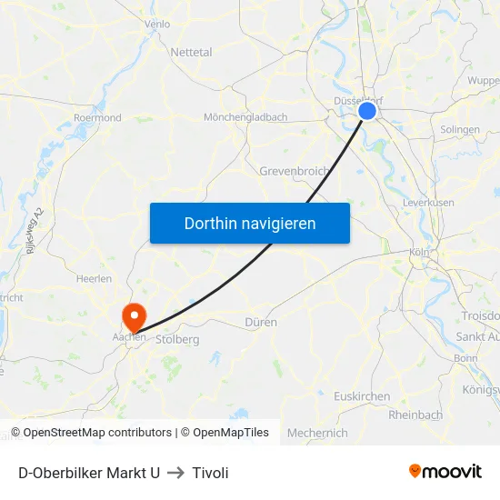 D-Oberbilker Markt U to Tivoli map