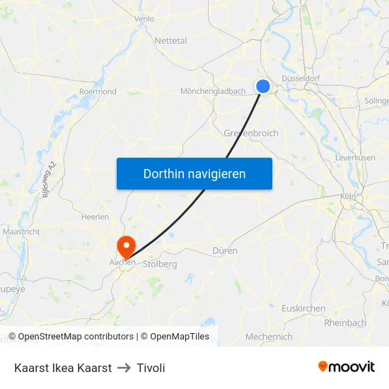 Kaarst Ikea Kaarst to Tivoli map