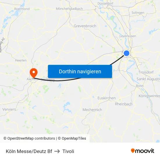 Köln Messe/Deutz Bf to Tivoli map