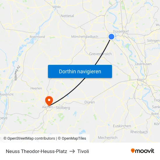 Neuss Theodor-Heuss-Platz to Tivoli map
