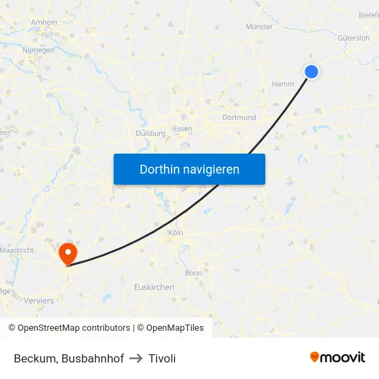 Beckum, Busbahnhof to Tivoli map