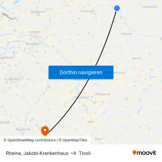 Rheine, Jakobi-Krankenhaus to Tivoli map