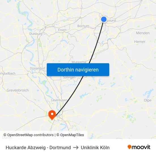 Huckarde Abzweig - Dortmund to Uniklinik Köln map