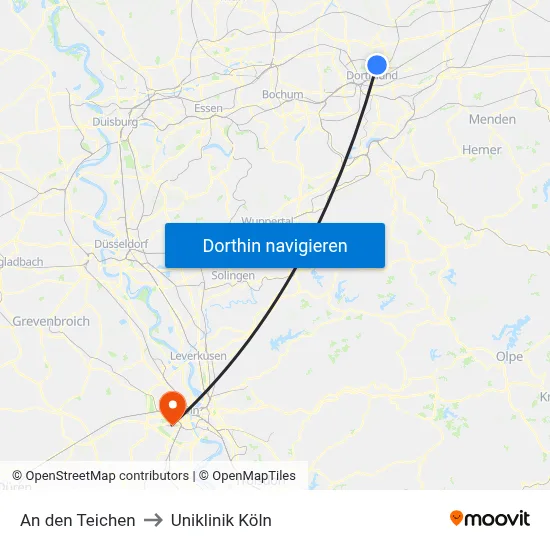 An den Teichen to Uniklinik Köln map