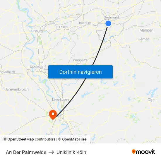 An Der Palmweide to Uniklinik Köln map