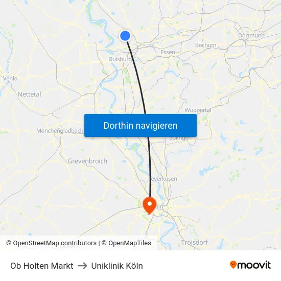 Ob Holten Markt to Uniklinik Köln map