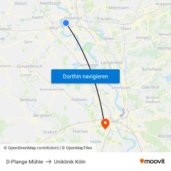 D-Plange Mühle to Uniklinik Köln map