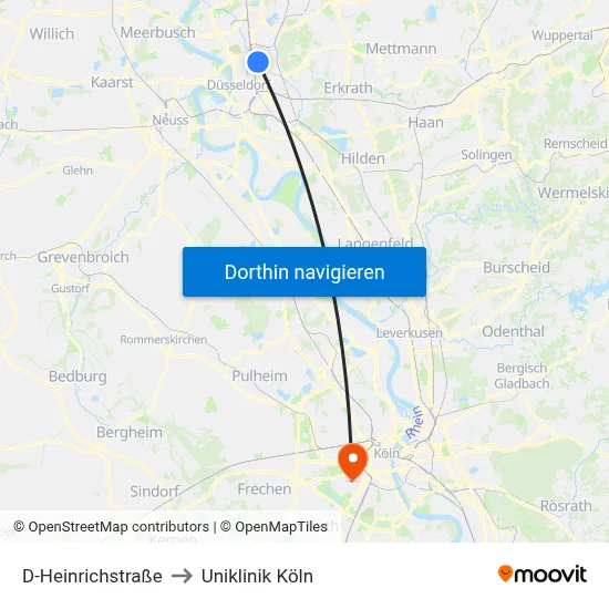 D-Heinrichstraße to Uniklinik Köln map