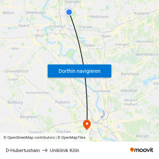 D-Hubertushain to Uniklinik Köln map