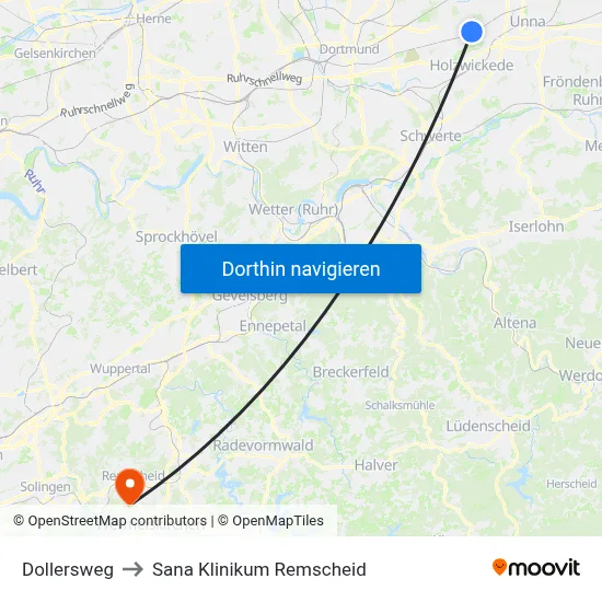 Dollersweg to Sana Klinikum Remscheid map