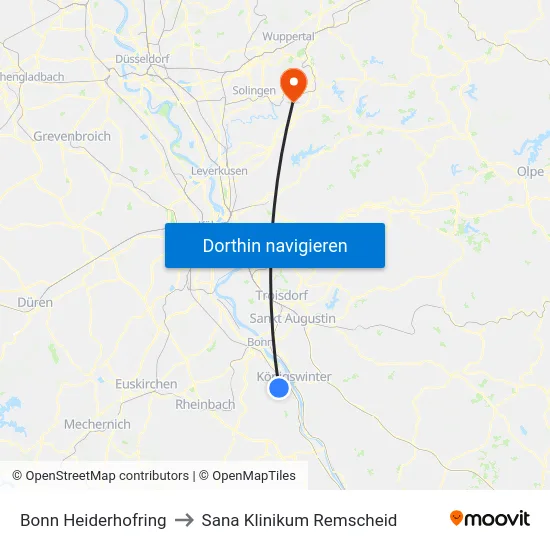 Bonn Heiderhofring to Sana Klinikum Remscheid map