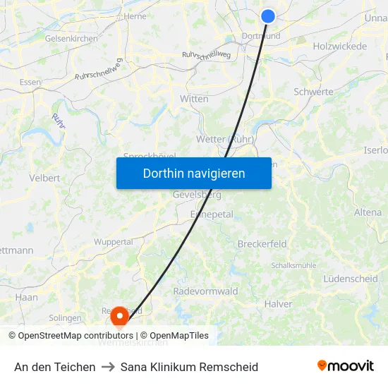 An den Teichen to Sana Klinikum Remscheid map
