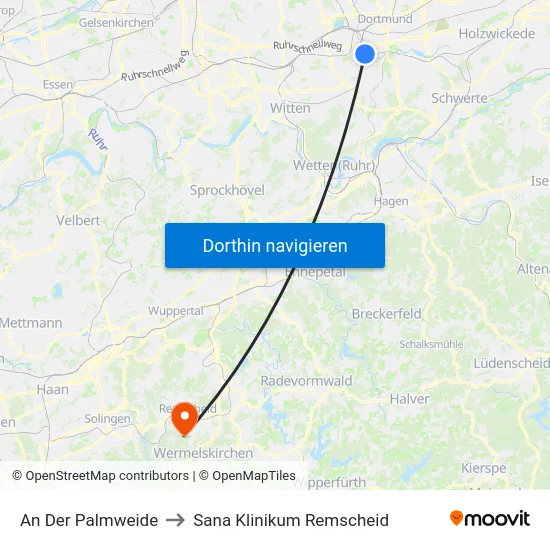 An Der Palmweide to Sana Klinikum Remscheid map