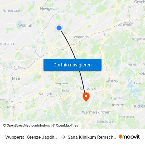Wuppertal Grenze Jagdhaus to Sana Klinikum Remscheid map