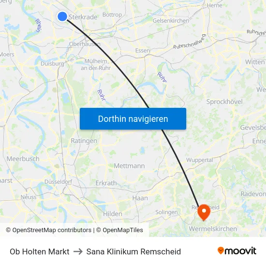Ob Holten Markt to Sana Klinikum Remscheid map