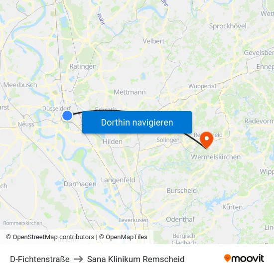 D-Fichtenstraße to Sana Klinikum Remscheid map