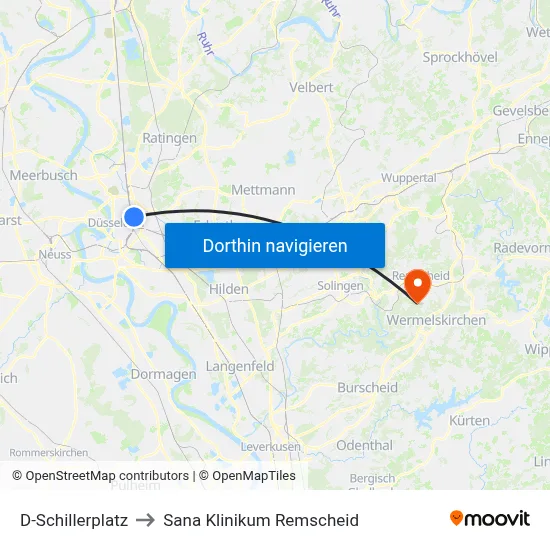D-Schillerplatz to Sana Klinikum Remscheid map