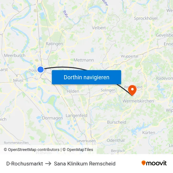 D-Rochusmarkt to Sana Klinikum Remscheid map