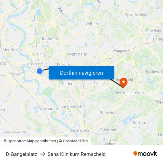 D-Gangelplatz to Sana Klinikum Remscheid map