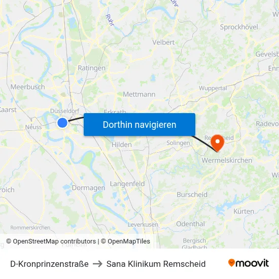 D-Kronprinzenstraße to Sana Klinikum Remscheid map
