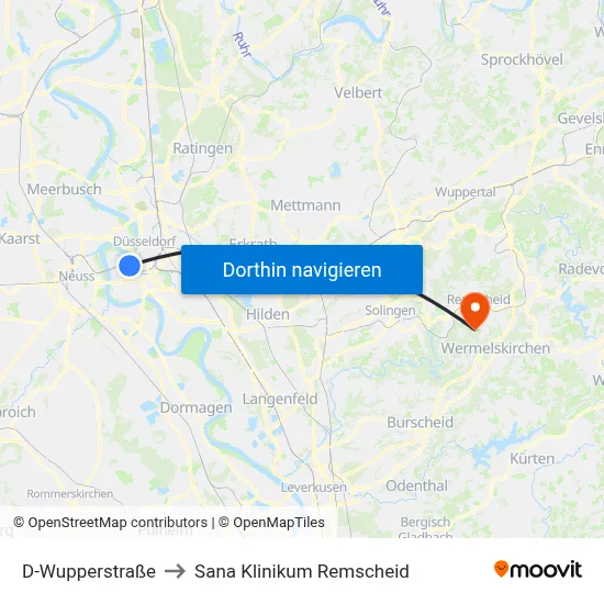 D-Wupperstraße to Sana Klinikum Remscheid map