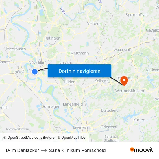 D-Im Dahlacker to Sana Klinikum Remscheid map